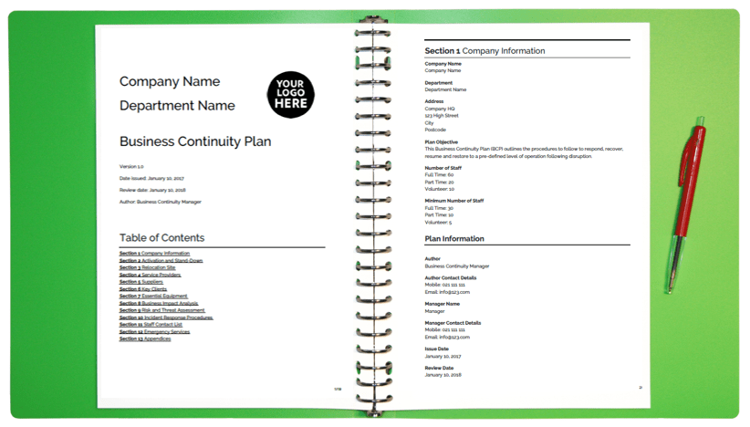 Business Continuity Plan Template Canada