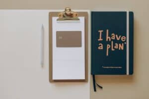 Clipboard and notebook for strategic planning