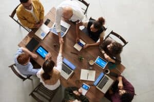 Team collaborating on business continuity planning