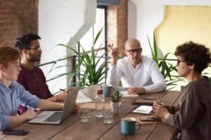 Team discussing business continuity strategies