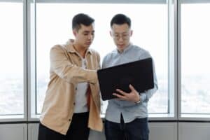 Team reviewing business continuity planning documents Team reviewing business continuity planning documents