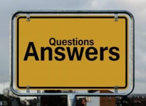 Yellow signboard with questions and answers