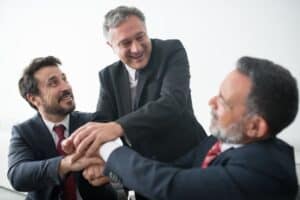 Business leaders collaborating on continuity plan
